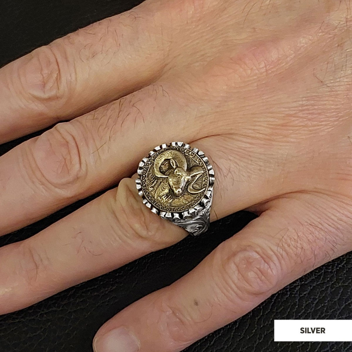 Aries Sign Ring, 925 Sterling Silver Aries Sign Ring by SWISS PLUS - Zodiac Collection - view 5