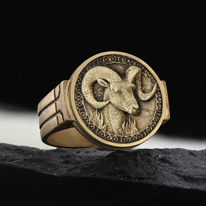 Aries Zodiac Round Ring by SWISS PLUS - Zodiac Collection