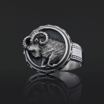 Aries Zodiac Silver Ring by SWISS PLUS - Zodiac Collection - view 3