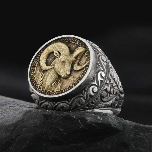 Aries Zodiac Silver Ring