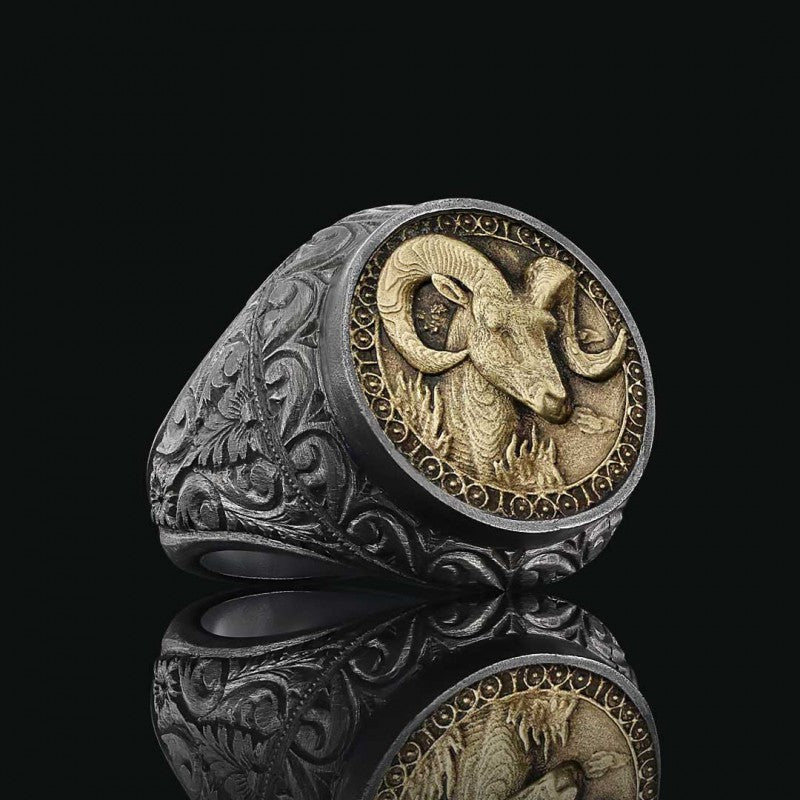 Aries Zodiac Silver Ring - view 4