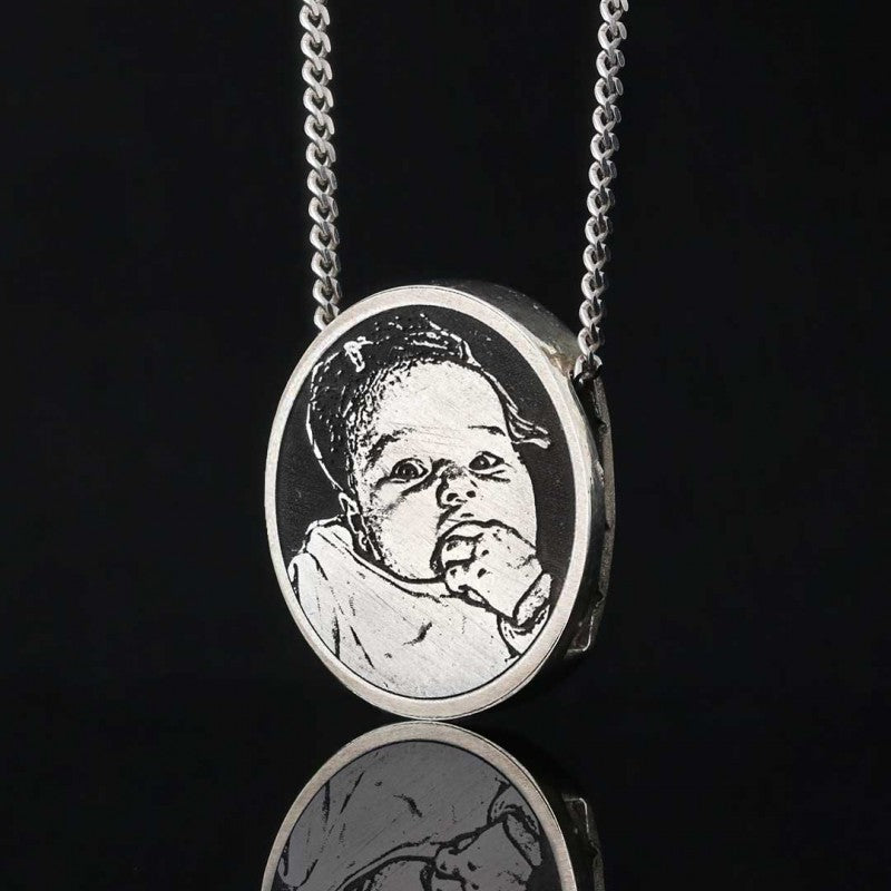 Handmade Silver Oval Baby Photo Pendant by SWISS PLUS - Photo Collection - view 2