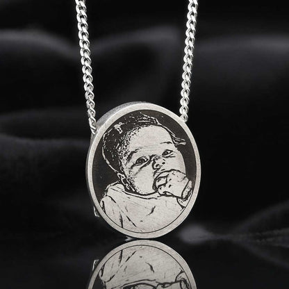 Handmade Silver Oval Baby Photo Pendant by SWISS PLUS - Photo Collection - view 3
