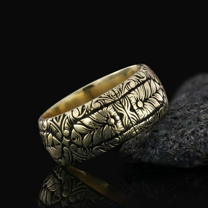 Special Design Floral Motif Sterling Silver Wedding Ring by SWISS PLUS - Sterling Silver Band Rings