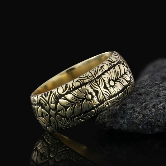 Special Design Floral Motif Sterling Silver Wedding Ring - view 1