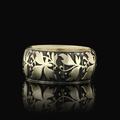 Leaf Pattern Handcrafted Special Design Silver Wedding Ring by SWISS PLUS - Sterling Silver Band Rings - view 6