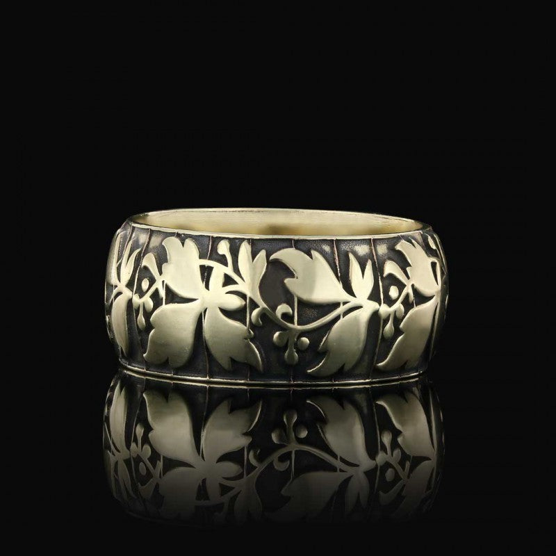 Leaf Pattern Handcrafted Special Design Silver Wedding Ring