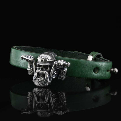 Biker Skull Bracelet by SWISS PLUS - Unique Design Leather Bracelets - view 5