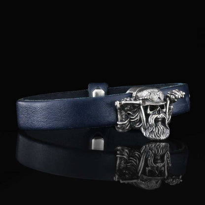 Biker Skull Bracelet by SWISS PLUS - Unique Design Leather Bracelets - view 7
