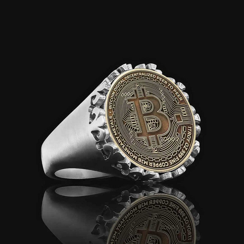 Bitcoin Souvenir Gold Ring by SWISS PLUS - Bitcoin Jewelry Collection - view 2
