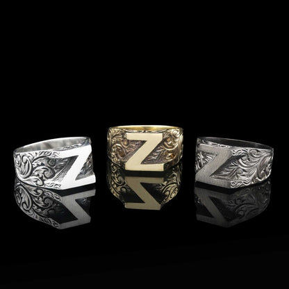 Bold Letter Z Monogram 925 Sterling Silver Women Ring by SWISS PLUS - Letter Collection - view 5