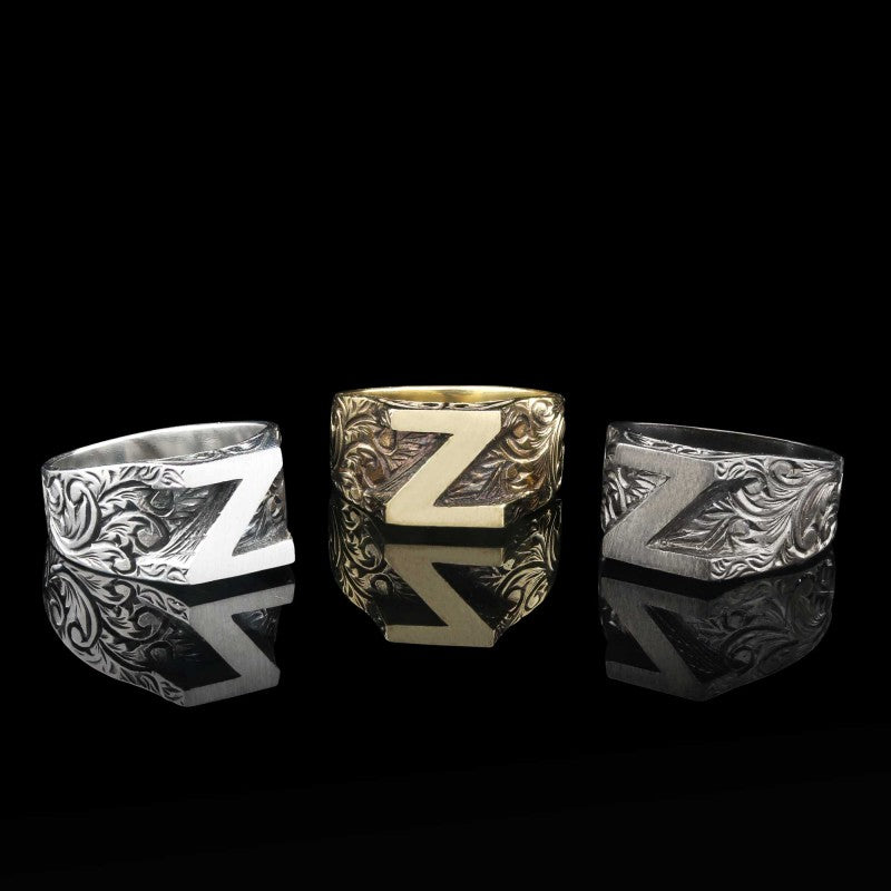 Bold Letter Z Monogram 925 Sterling Silver Women Ring