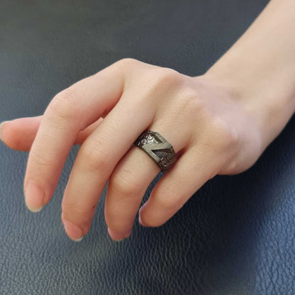 Bold Letter Z Monogram 925 Sterling Silver Women Ring by SWISS PLUS - Letter Collection - view 7