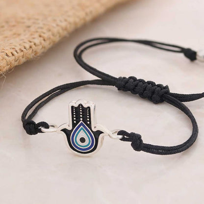 Turkish Blue Evil Eye Beads Sterling Silver Hamsa Bracelet by SWISS PLUS - Turkish Blue Evil Eye Bead Bracelet - view 3