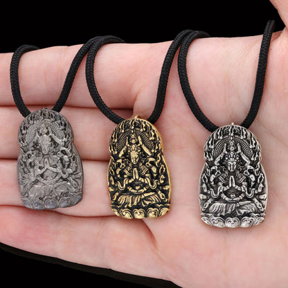 Buddha Lotus Pendant Black Rhodium Coating by SWISS PLUS - Buddhist Jewelry Collection - view 3