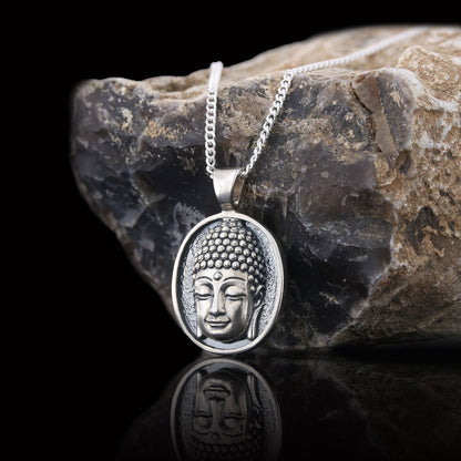 Buddha Necklace, Buddha Handmade Silver Charm Pendant, Meditating Buddha Silver Charms, Buddhism Necklace, Gift Jewelry Silve