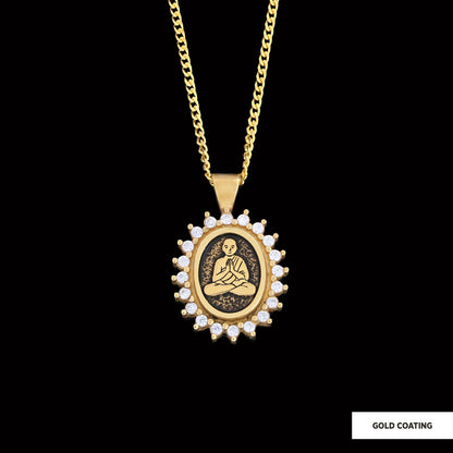 Buddha Necklace, Buddha Silver Pendant, Religious Necklace, Buddhist Gift, Goddess of Mercy Pendant Gold Coating by SWISS PLU