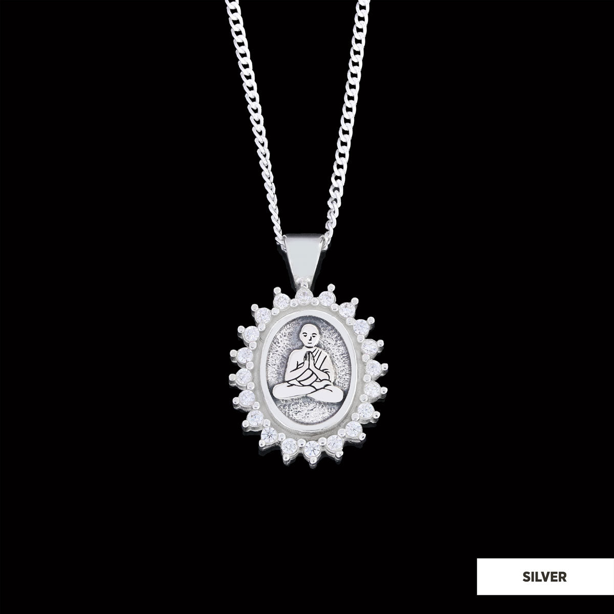 Buddha Necklace, Buddha Silver Pendant, Religious Necklace, Buddhist Gift, Goddess of Mercy Pendant Silver