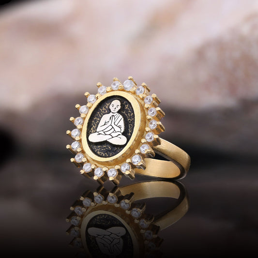 Buddha Ring, Buddha Silver Ring, Religious Ring, Buddhist Gift, Goddess of Mercy Ring - view 1
