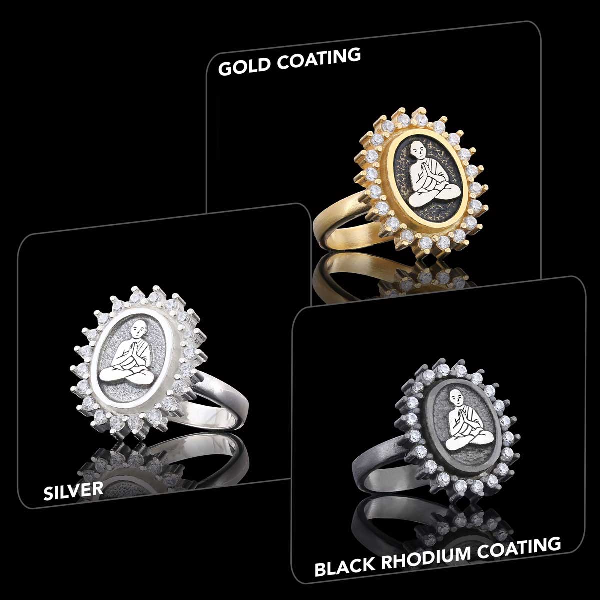 Buddha Ring, Buddha Silver Ring, Religious Ring, Buddhist Gift, Goddess of Mercy Ring - view 5
