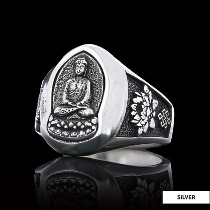 Buddha Ring, Om Buddha Ring, Hindu Ring, Endless Knot Ring, Padma Buddhist Ring, Meditation, Yoga, Buddhist Jewelry by SWISS 