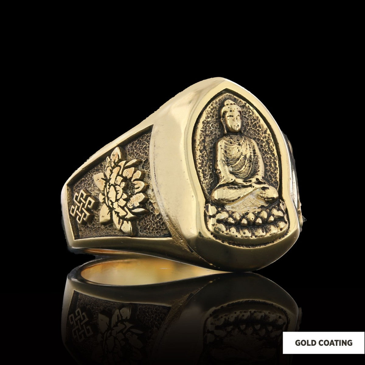 Buddha Ring, Om Buddha Ring, Hindu Ring, Endless Knot Ring, Padma Buddhist Ring, Meditation, Yoga, Buddhist Jewelry - view 4