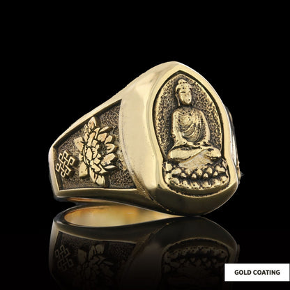 Buddha Ring, Om Buddha Ring, Hindu Ring, Endless Knot Ring, Padma Buddhist Ring, Meditation, Yoga, Buddhist Jewelry by SWISS 