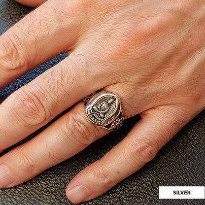 Buddha Ring, Om Buddha Ring, Hindu Ring, Endless Knot Ring, Padma Buddhist Ring, Meditation, Yoga, Buddhist Jewelry by SWISS 