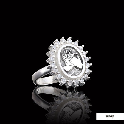 Buddha hands Ring, Stoned Budhhist Ring, Mudra Hand Ring, Women's Religious Ring, Religious Gift by SWISS PLUS - Buddhist Jew