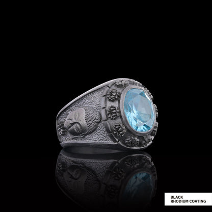 Buddhist Silver Ring with Stone, Buddha Ring, Lotus Flower Ring, Buddhist Jewelry, Religious Gifts by SWISS PLUS - Buddhist J