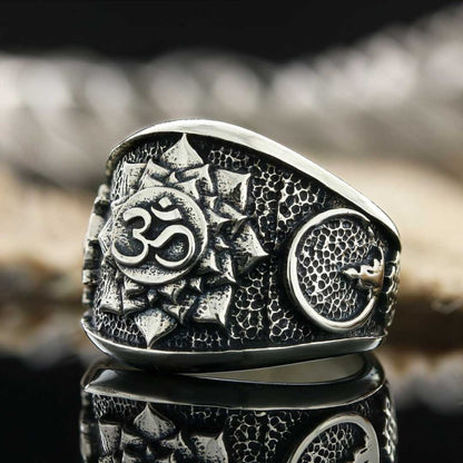 Silver Om Ring by SWISS PLUS - Buddhist Jewelry Collection