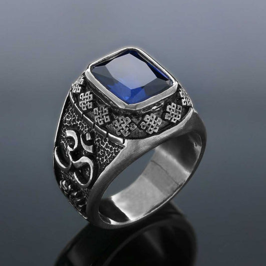 Stone With Silver Buddha Ring