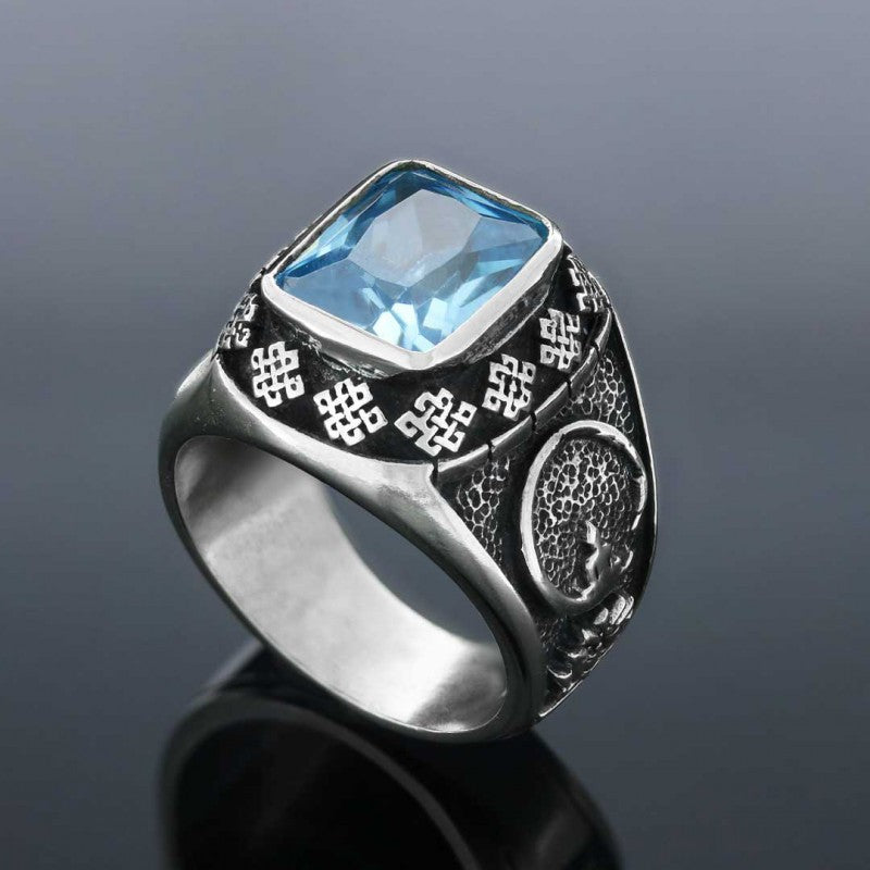 Stone With Silver Buddha Ring - view 3