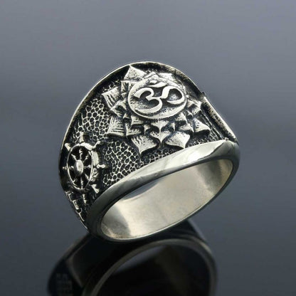 Silver Om Ring by SWISS PLUS - Buddhist Jewelry Collection - view 3