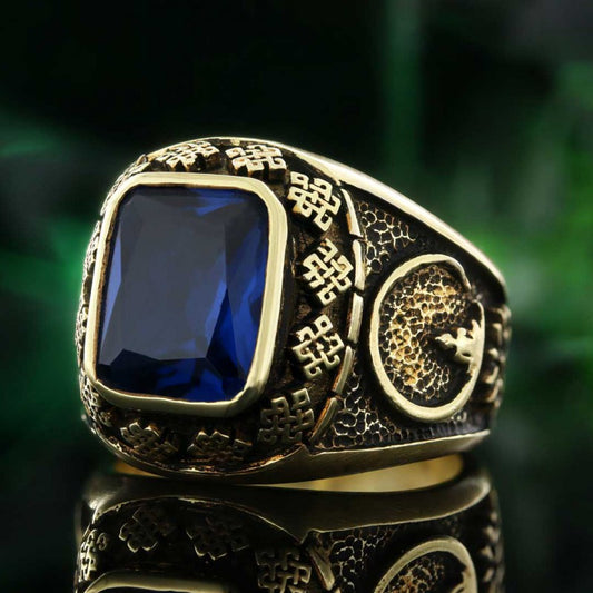 Stone With Silver Buddha Ring - view 1