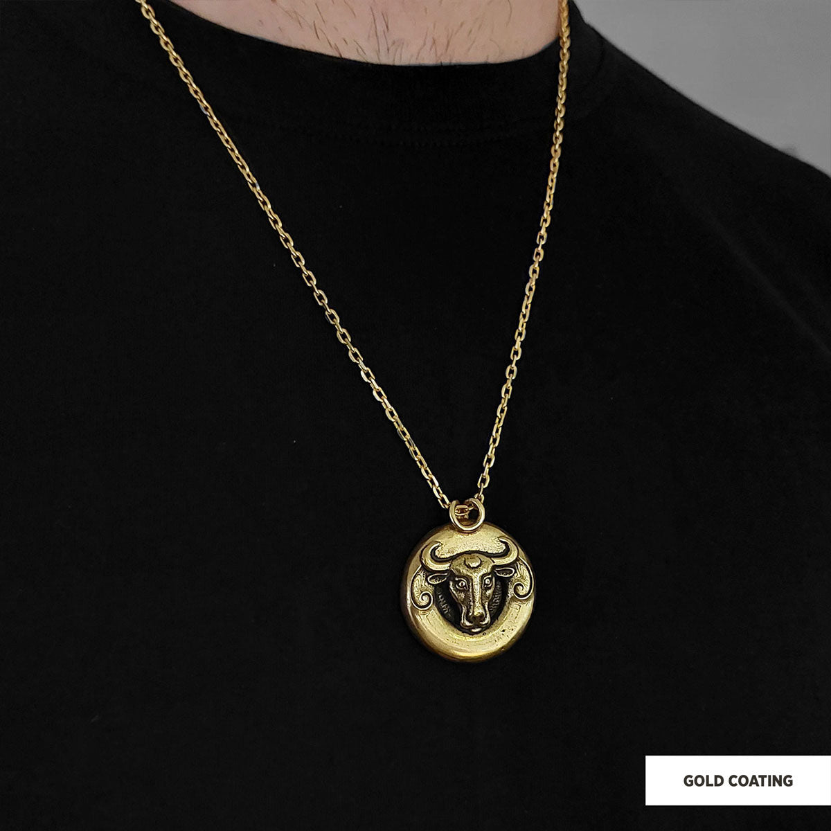 Bull Pendant Gold Coating-Chain by SWISS PLUS - Jewish Collection - view 2