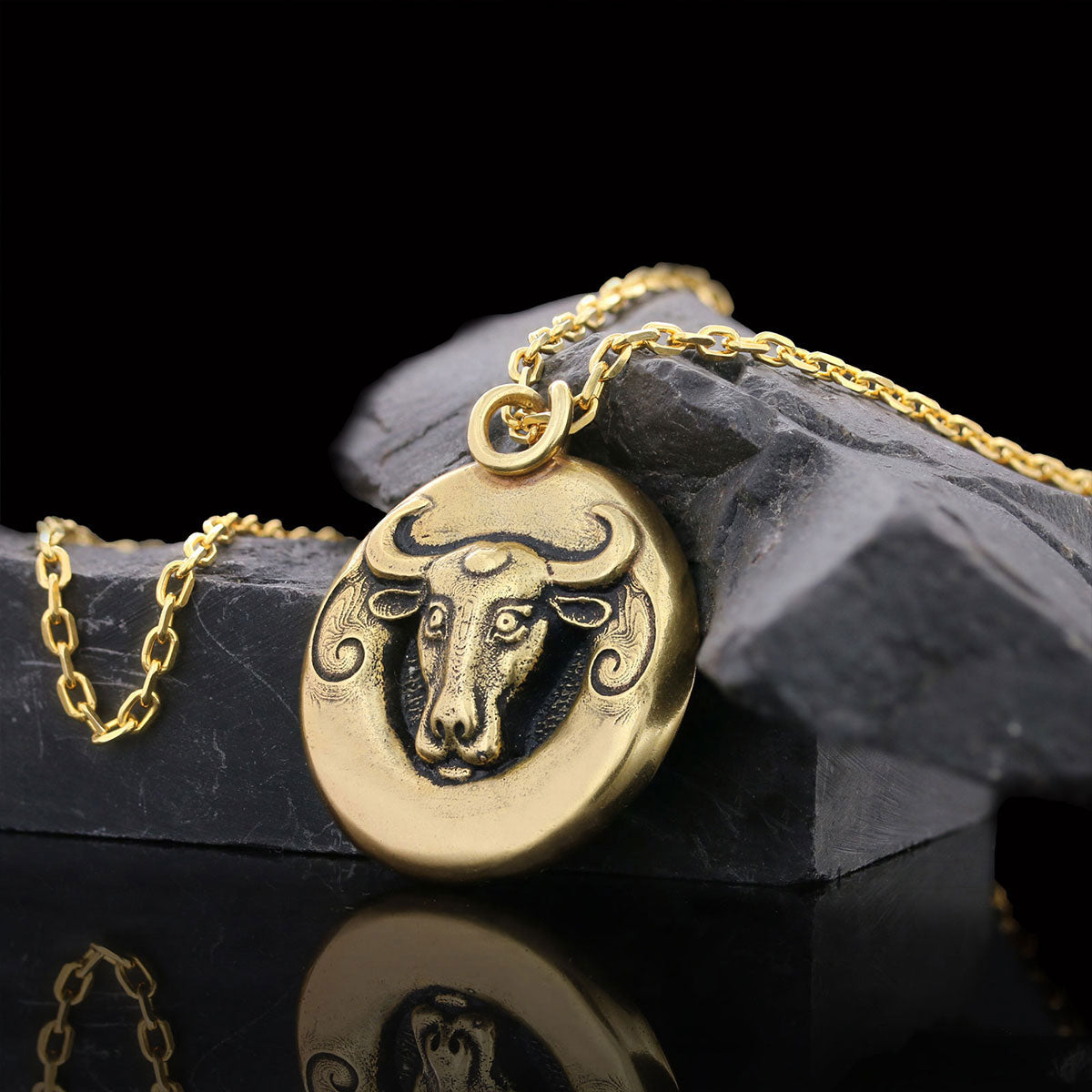 Bull Pendant Gold Coating-Chain