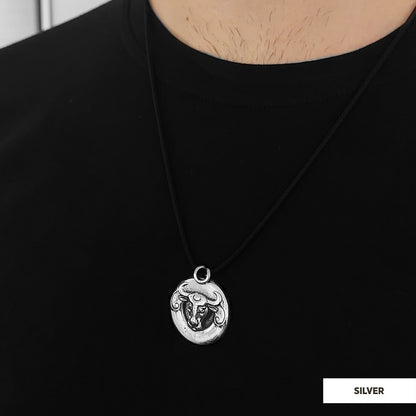 Bull Pendant Silver-Cord by SWISS PLUS - Unique Pendants & Cool Design Necklaces
