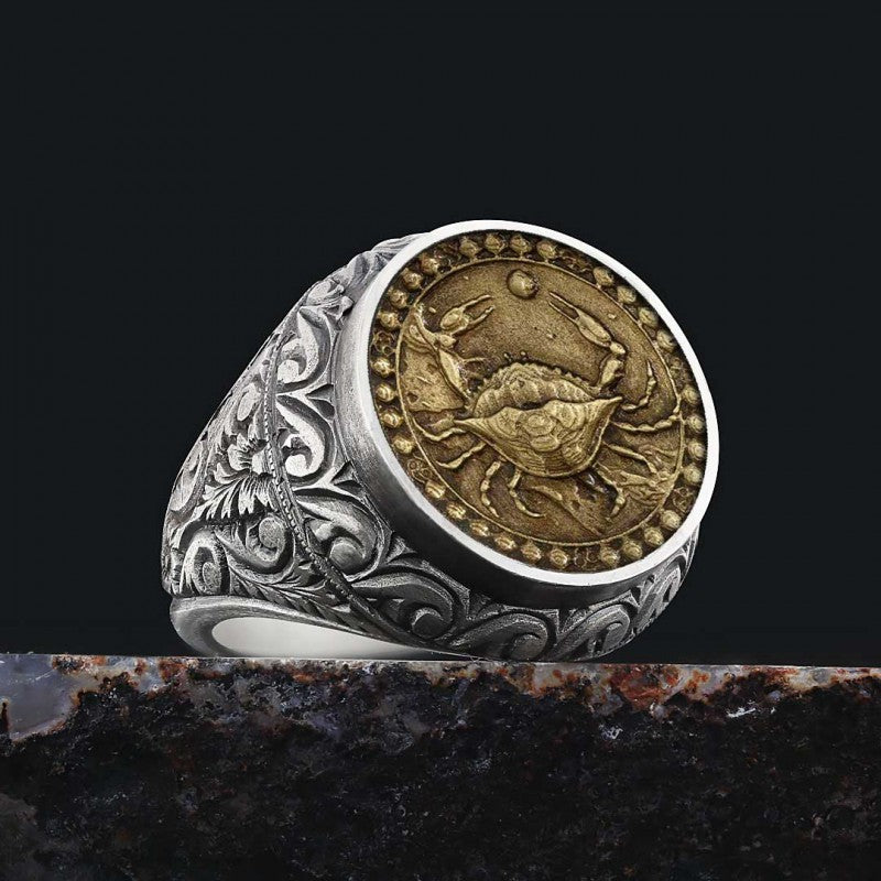 Cancer Zodiac Silver Ring - view 1