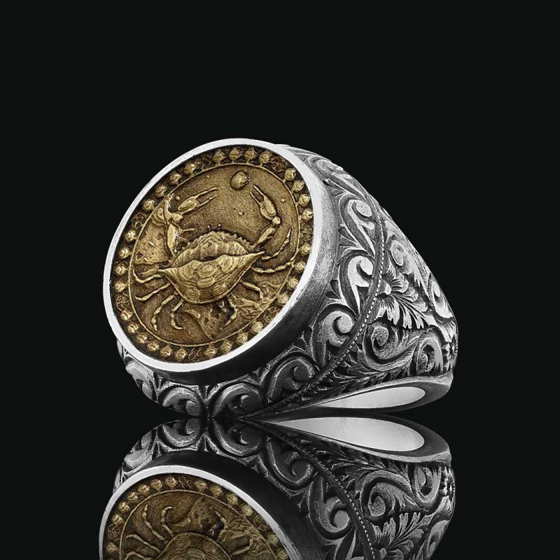 Cancer Zodiac Silver Ring - view 2