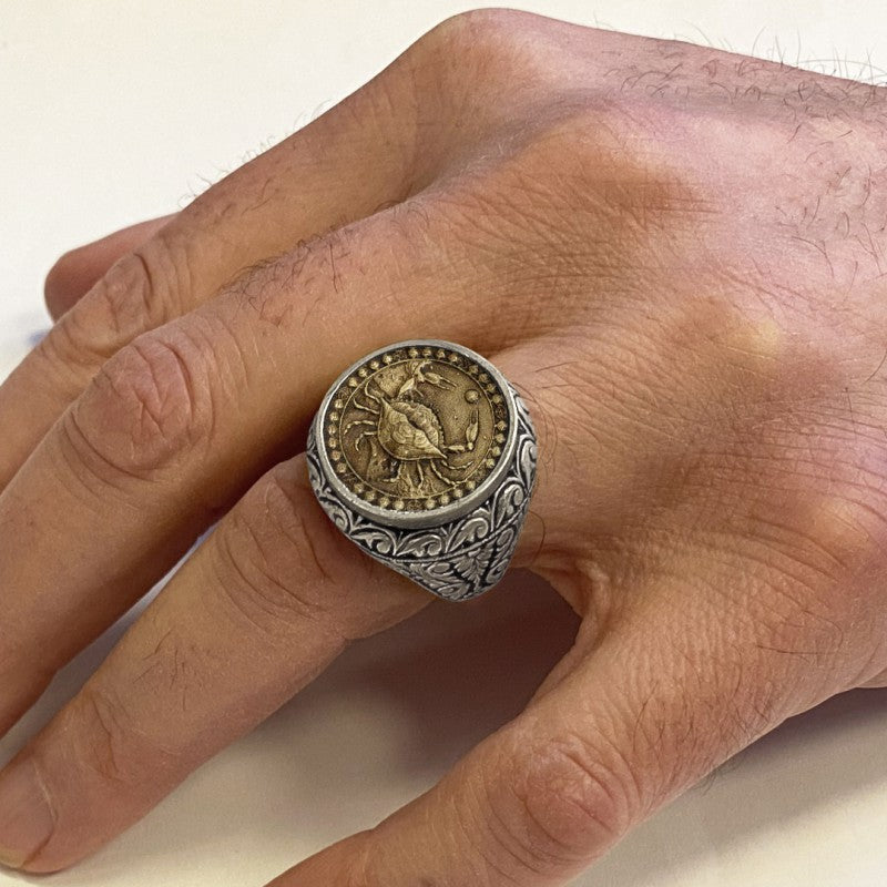 Cancer Zodiac Silver Ring
