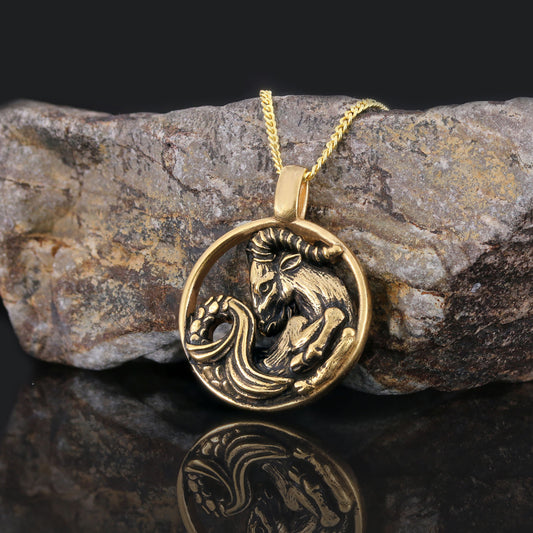 Capricorn Pendant, Sterling Silver Capricorn Necklace, Handmade Capricorn Jewelry, Horoscope Capricorn Necklace - view 1