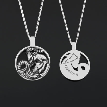 Capricorn Pendant, Sterling Silver Capricorn Necklace, Handmade Capricorn Jewelry, Horoscope Capricorn Necklace by SWISS PLUS
