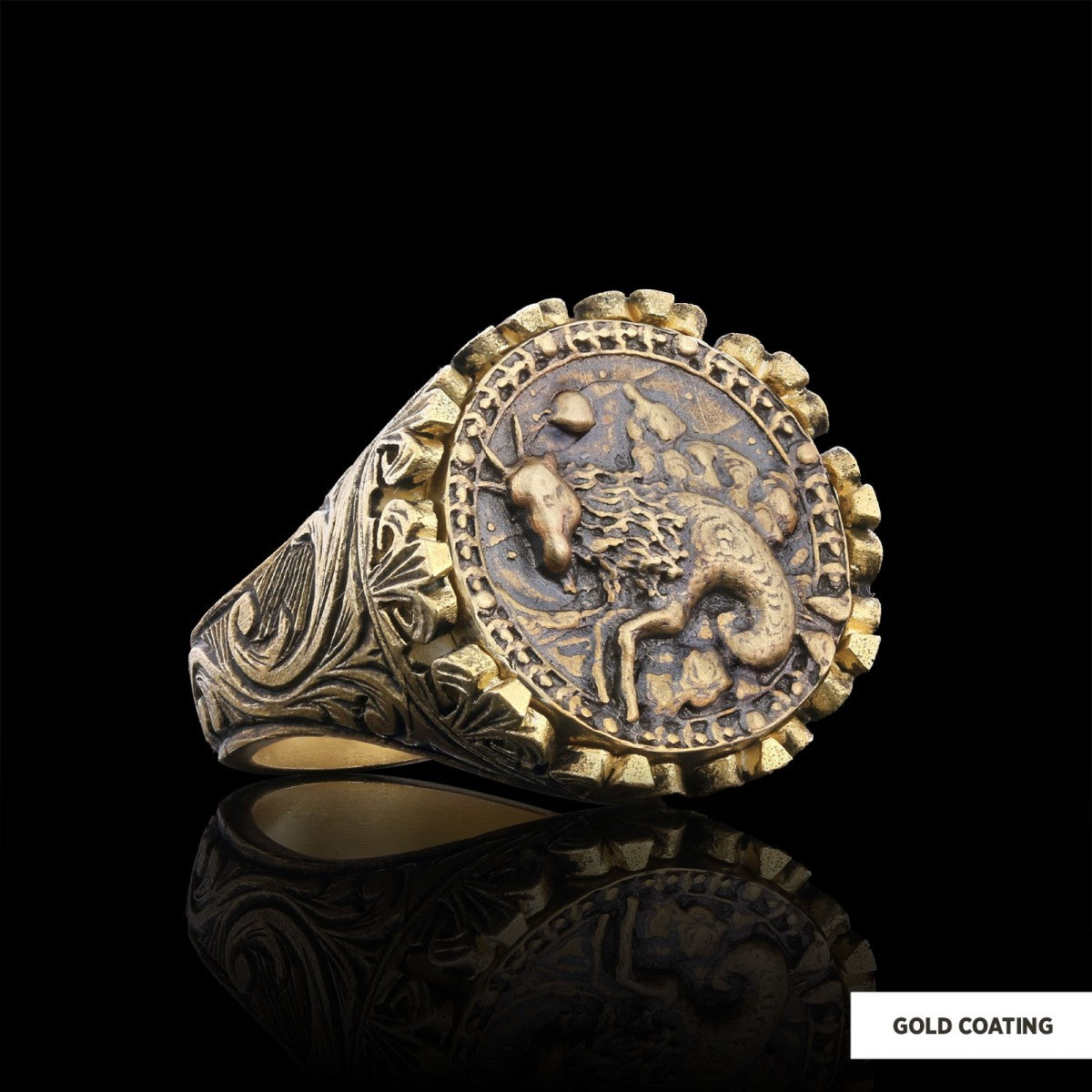 Capricorn Sign Ring, 925 Sterling Silver Capricorn Sign Ring by SWISS PLUS - Zodiac Collection - view 3