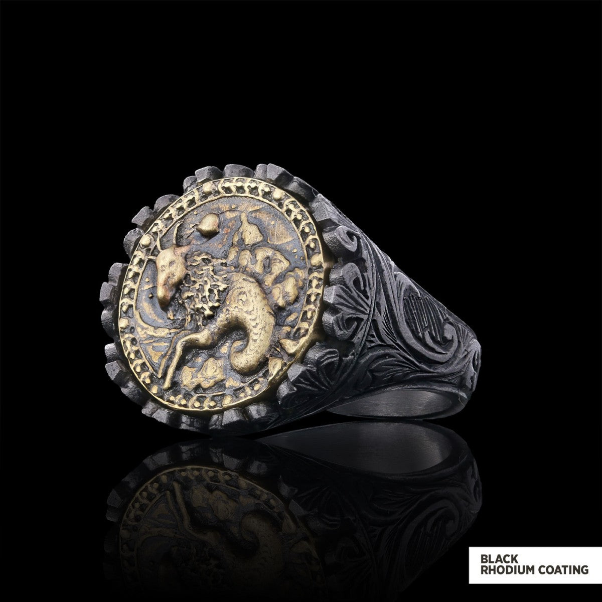 Capricorn Sign Ring, 925 Sterling Silver Capricorn Sign Ring by SWISS PLUS - Zodiac Collection - view 4
