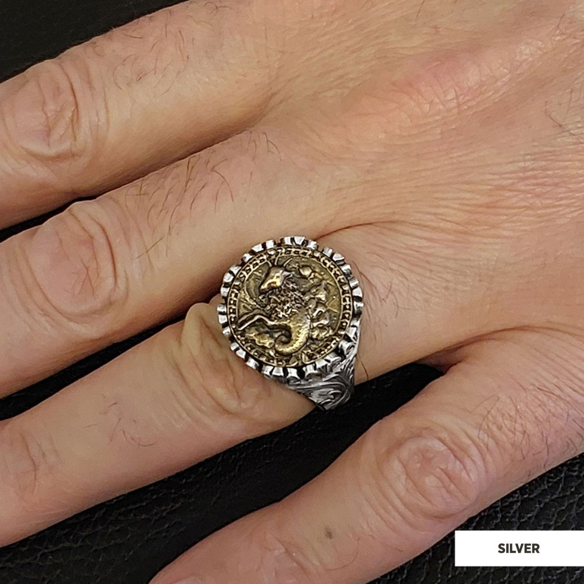 Capricorn Sign Ring, 925 Sterling Silver Capricorn Sign Ring by SWISS PLUS - Zodiac Collection - view 5