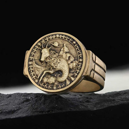 Capricorn Zodiac Round Ring by SWISS PLUS - Zodiac Collection