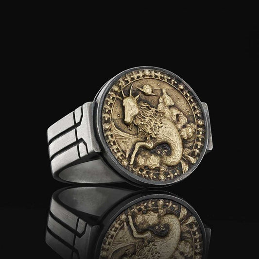 Capricorn Zodiac Round Ring - view 2