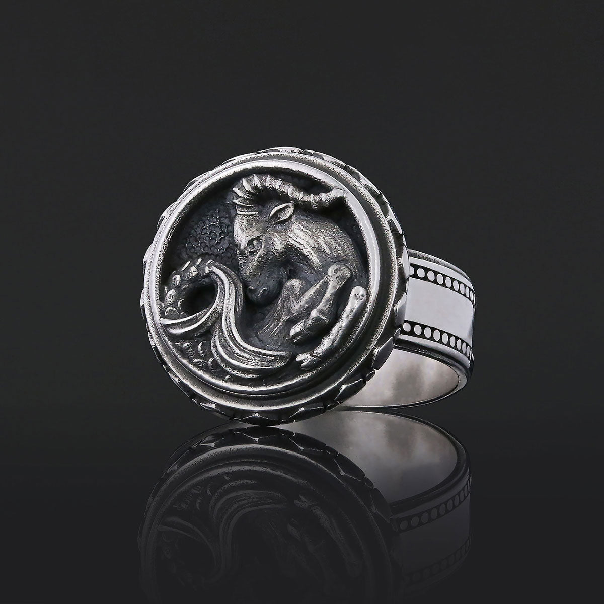 Capricorn Zodiac Silver Ring - view 3