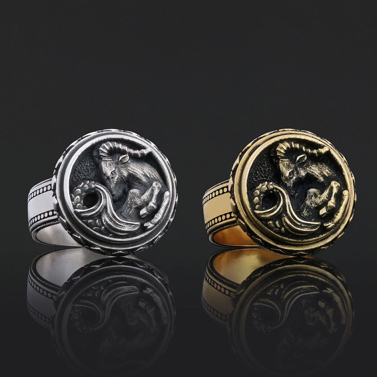 Capricorn Zodiac Silver Ring - view 4